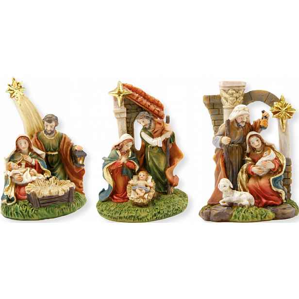 3 krásné figurky Svaté rodiny, vánoční rodina – cca 7,8 cm vysoké