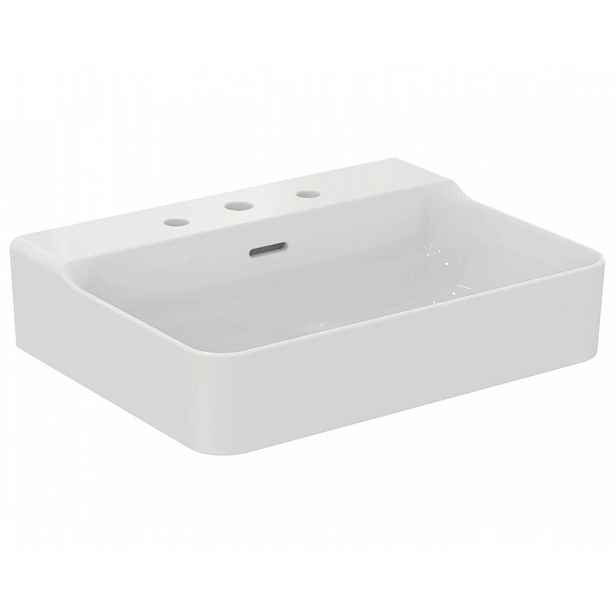 Ideal Standard Conca Ceram - Umyvadlo na desku 60x45 cm, s přepadem, 3 otvory pro baterii, bílá T381901