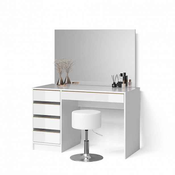 Livinity® TOALETNÍ STOLEK Imola Bílá/zlatá 120 cm se stoličkou