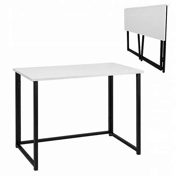 Skládací Počítačový Stůl malý 80x40x74 cm Bílý Loft Stolek Pod Notebook