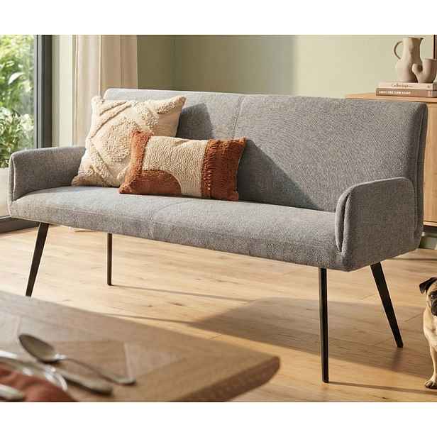 Jídelní lavice s područkami Kassandra, holubí šedá tkanina