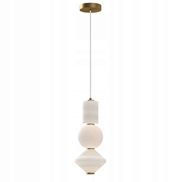 Závěsná Led lampa bílá zlatá skleněná ozdobná do obývacího pokoje 3000K Alora Mood