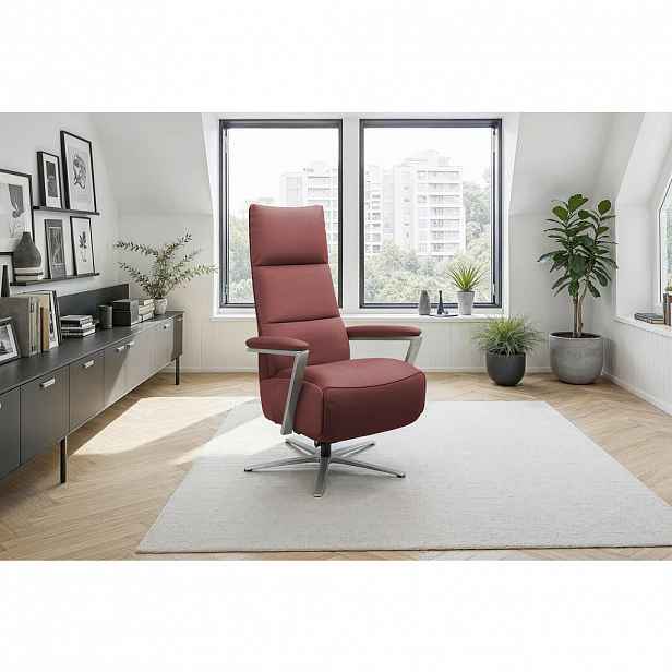 Sit & More RELAXAČNÍ KŘESLO, kůže, červenohnědá