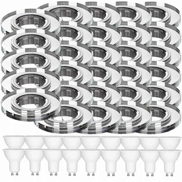 29x Pevná Skleněná Stropní Lampa Kulatá Objímka Led Žárovky 3W