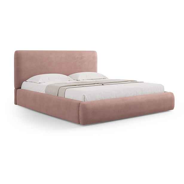 Růžová čalouněná dvoulůžková postel s úložným prostorem s roštem 180x200 cm Colonel – Cosmopolitan Design