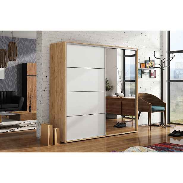 Šatní skříň Ska A12 Barva korpusu: Dub - Craft zlatý, Rozměry: 200 cm, Dveře: Bílé