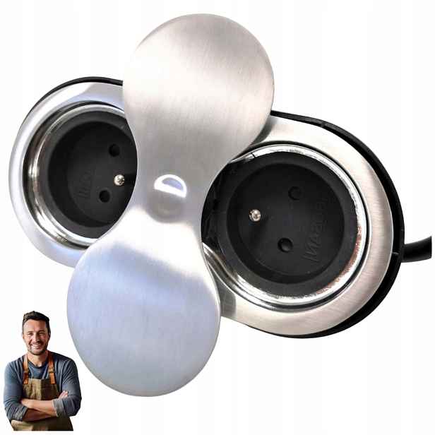 Zásuvka na desku zapuštěná do desky dvojitá Elipsa Swing 2x230V Inox