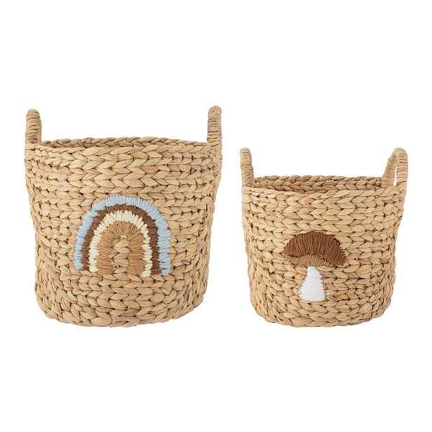 Dětské koše na hračky v sadě 2 ks z vodního hyacintu v přírodní barvě ø 32x32 cm Agnes – Bloomingville Mini