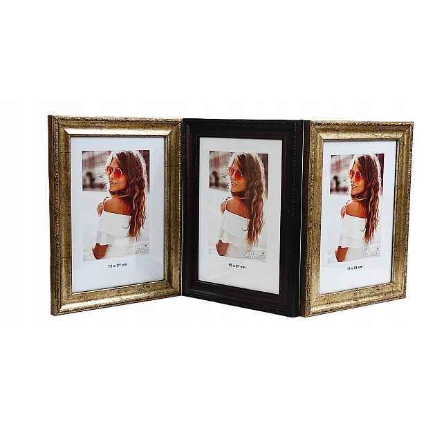Galerie multirama Veneto foto 15x21 cm Trojitá vertikální/vertikální/vertikální Zl/br/zl
