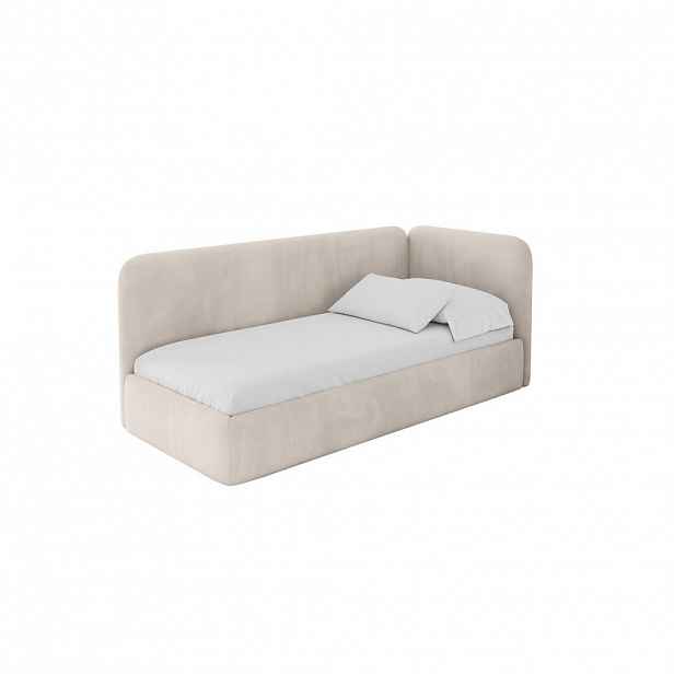 ALTDECOR JEDNOLŮŽKOVÁ POSTEL pro mládež s úložným prostorem a matrací H3/H4, vlevo - ELSY 90x200 béžová