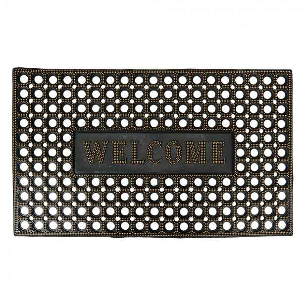 Černo-zlatá pryžová rohožka Welcome - 75*45*1 cm Clayre & Eef