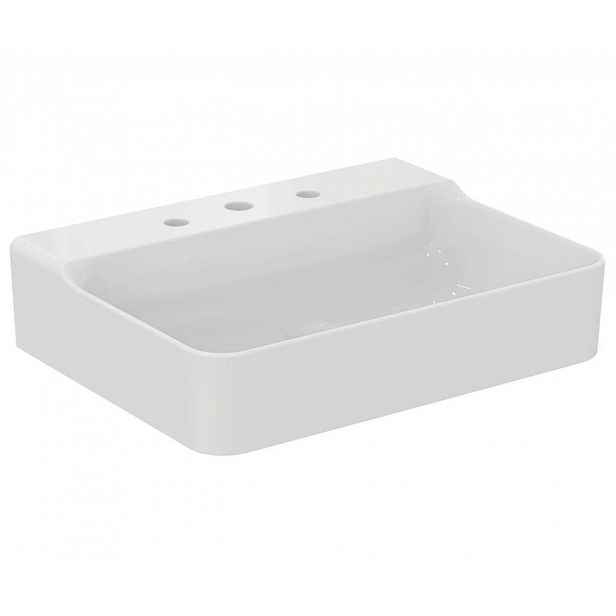 Ideal Standard Conca Ceram - Umyvadlo na desku 60x45 cm, bez přepadu, 3 otvory pro baterii, bílá T382401