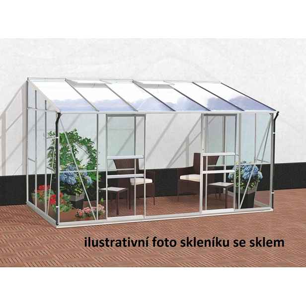 Skleník ke stěně IDA 7800 polykarbonát stříbrný Dekorhome