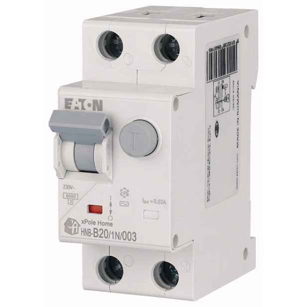 Kombinovaný vypínač HNB-B20/1N/003 20A 1+N 6kA B 230V IP20 typ Ac 195122