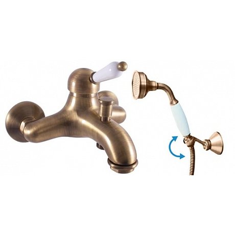 Vanová baterie RAV SLEZÁK LABE se sprchovým setem 150 mm stará mosaz L554.5/2SM