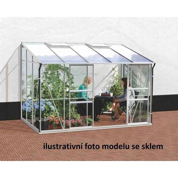 Skleník ke stěně VITAVIA IDA 6500 polykarbonát stříbrný Dekorhome