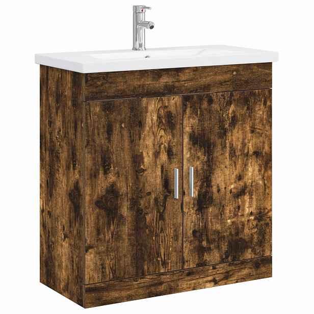 vidaXL Sada koupelnového nábytku Kouřový dub 81 x 40 x 84,5 cm