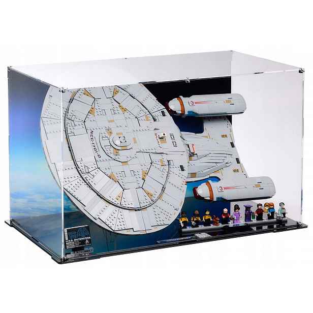 Horizontální vitrína s pozadím Blacked Brick pro Lego 10356 Icons Star Trek Usa