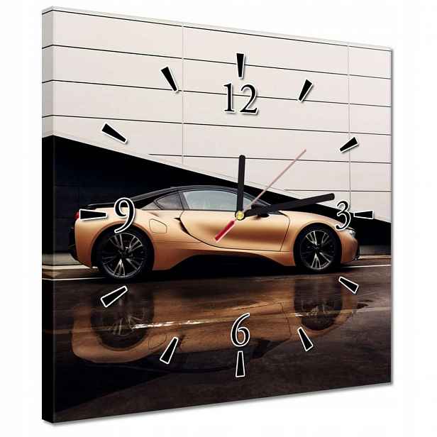 Nástěnné hodiny 30x30 Zlaté Bmw Auto