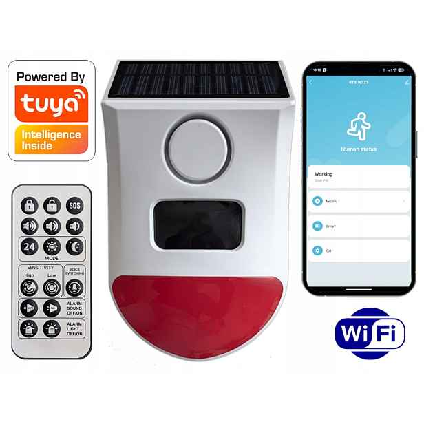 Rtx Venkovní siréna Alarm Pir Solar Aku Pilot WiFi Tuya #Vlastní zpráva