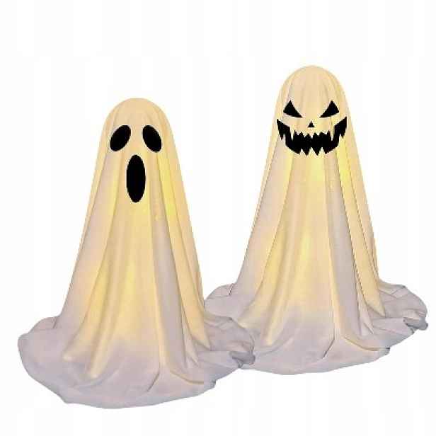 Sada 2 Duchů Halloween Led Svítící Stojící Dekorace Dálkově ovládaná