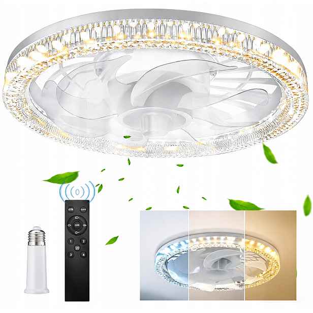 Stropní ventilátor větráček lampa stropní svítidlo Led E27 univerzální 2v1 dálkový ovladač