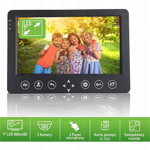 Hd videodomofon Mia VID-7B-SD-FHD 12V Kabelový, rodinný
