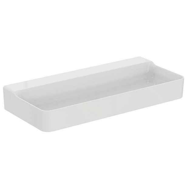 Ideal Standard Conca Ceram - Umyvadlo na desku 100x45 cm, bez přepadu, bez otvoru pro baterii, bílá T383701