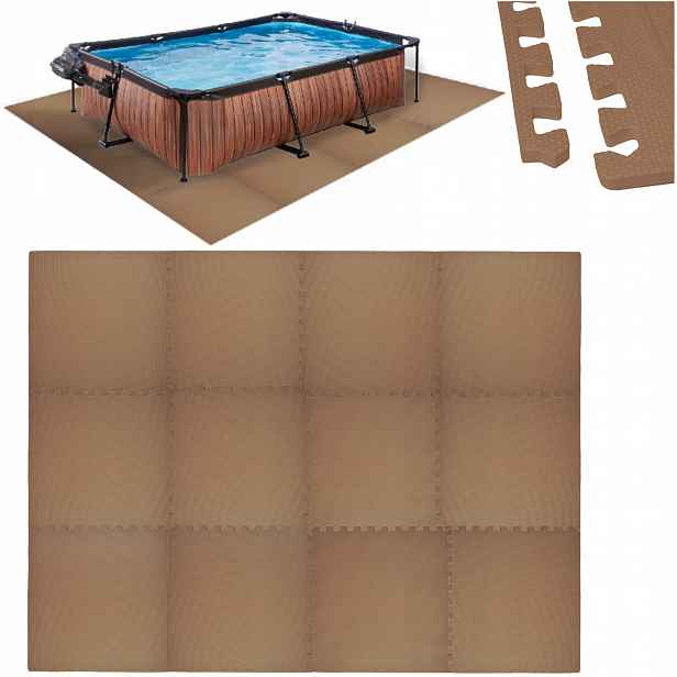Podložka Pod Bazén Puzzle Voděodolná Pěna Podlaha Silná Hnědá 240 X 180 CM