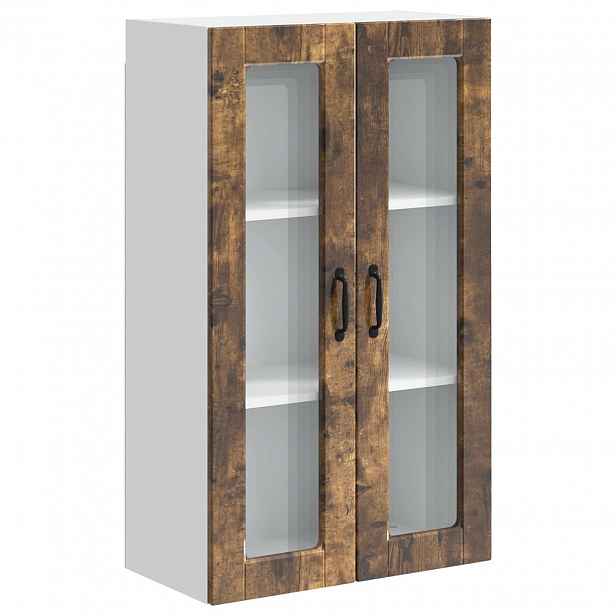 vidaXL Nástěnná skleněná skříň PORTO Kouřový dub 60 x 31 x 100 cm