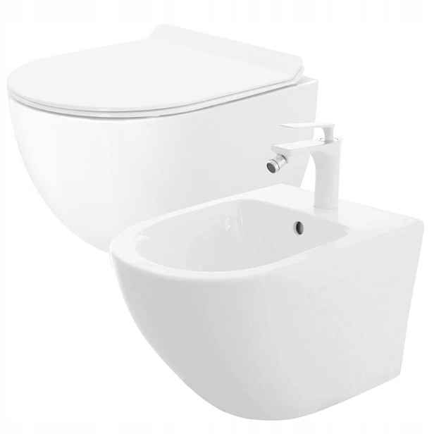 Wc Sada Rimless Slim Bidet Carter Mini Rea Závěsná Bílá