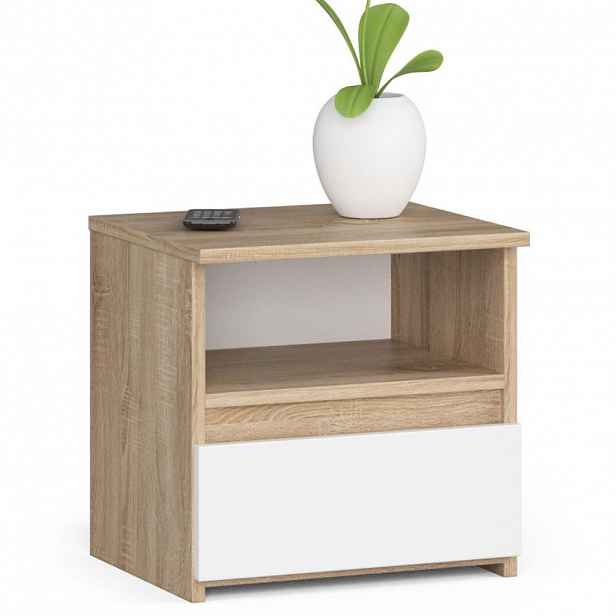 RAUMHIRSCH FURNITURE NOČNÍ STOLEK dub Sonoma, bílá 40/40/35