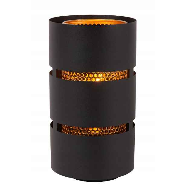 Stolní lampa noční tuba 30 cm černá zlatá, moderní do ložnice Lucide