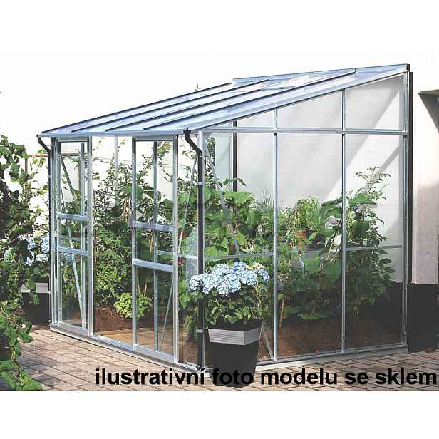 Skleník ke stěně VITAVIA IDA 5200 polykarbonát stříbrný Dekorhome