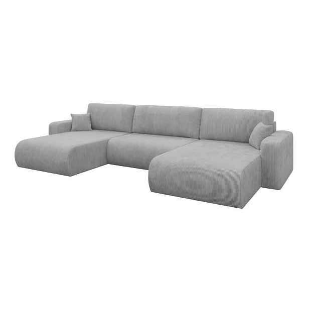 ALTDECOR SEDACÍ SOUPRAVA DO U s funkcí spaní a úložným prostorem BERY-U 377x193x88 šedá manšestr