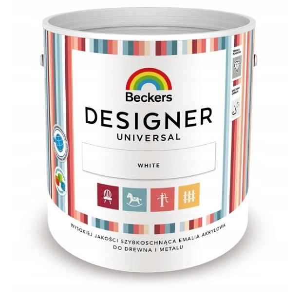 Beckers Designer Universal 2,5 L Bílá Bílá Polomatná Barva Akrylový Smalt
