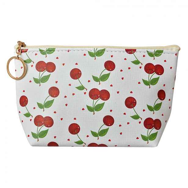 Bílá toaletní taštička s třešněmi Cherries - 21*5*13 cm Clayre & Eef