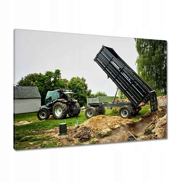 Obrazy 100x70 Černý traktor se sklápěčkou