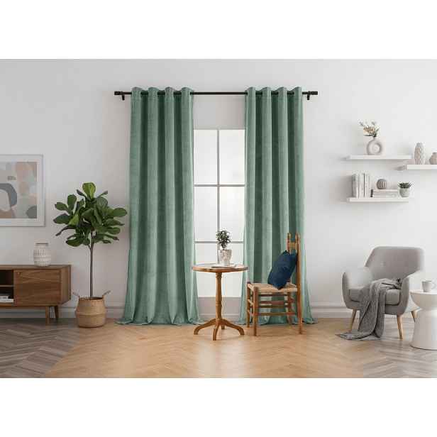 Zatemňovací závěs DREAM VELVET 140x250 cm, šalvějově zelený Zavěšení: Kovové kroužky