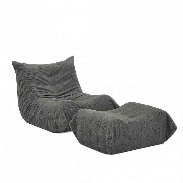 Urban Meuble RELAXAČNÍ POHOVKA vzhled teddy fleecu s taburetem, měkká a ergonomická