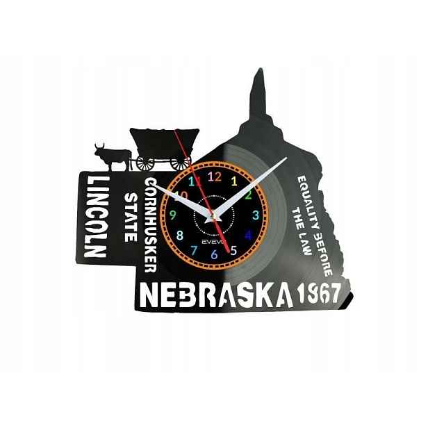 Nebraska Dárek Originální dekorace do domu Hodiny z vinylové desky