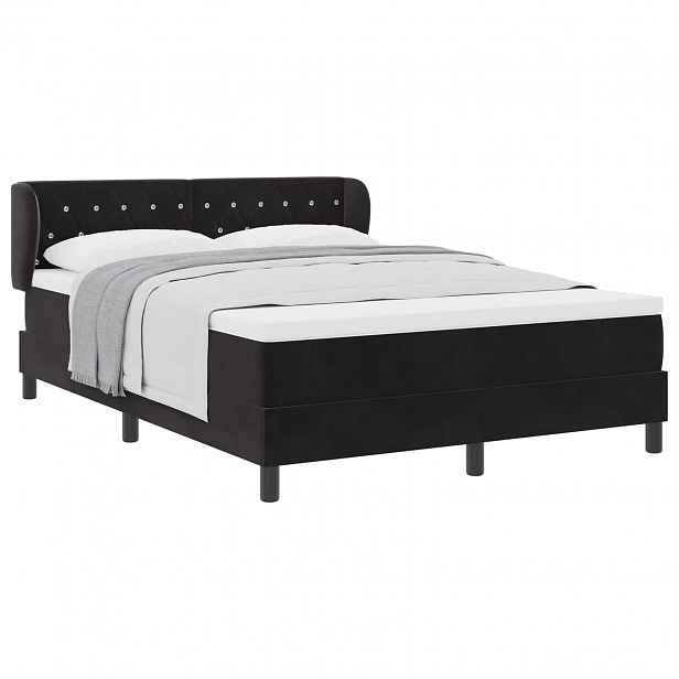 vidaXL Postel s boxspringem s čelo Černá 140 x 200 cm samet