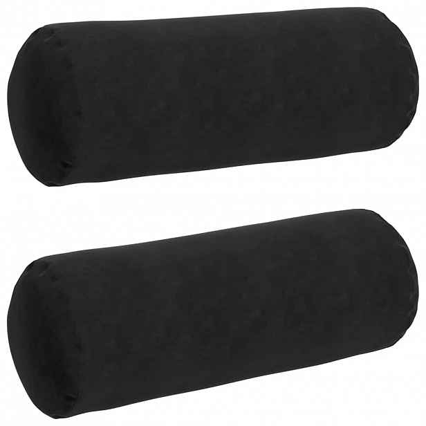 vidaXL Polštáře 2 pcs Černá Ø 25 x 70 cm Žebrovaná látka