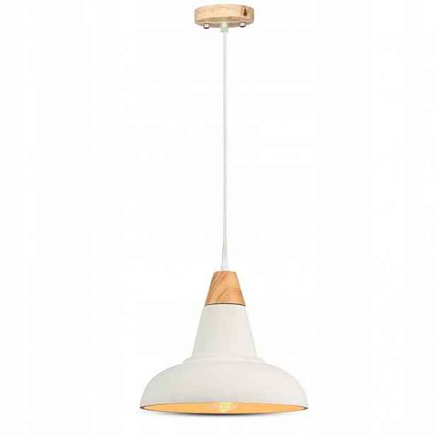 Závěsná Lampa Stropní Svítidlo Bílá Dřevo 60W E27BETON Sádra