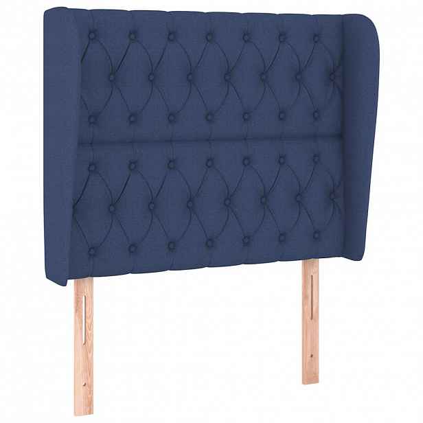 vidaXL Čelo postele typu ušák modré 93x23x118/128 cm textil