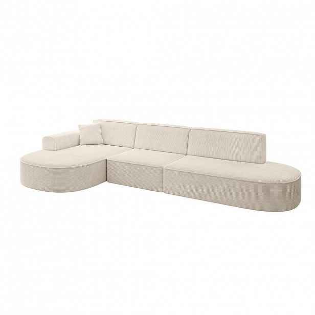 ALTDECOR ROHOVÁ SEDACÍ SOUPRAVA s otomanem vlevo MARI-L2 – 328 x 171 x 79 cm, béžový manšestr