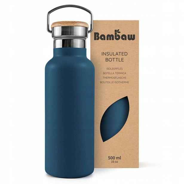 Bambaw Modrá termoska s bambusovým víčkem Aegean Blue 500 ml