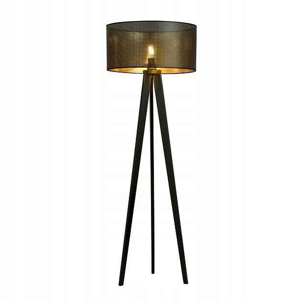 Podlahová lampa Aston černo-zlatá 150 cm, stínidlo E27