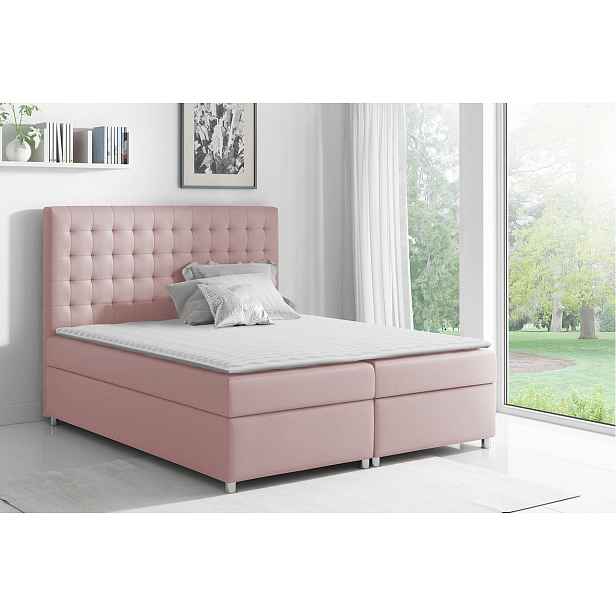 Hotelová manželská postel 140x200 SARITA - růžová + topper ZDARMA
