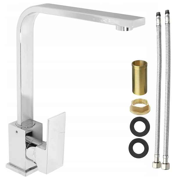 Kuchyňská umyvadlová otočná baterie caro cubic lesklý chrom